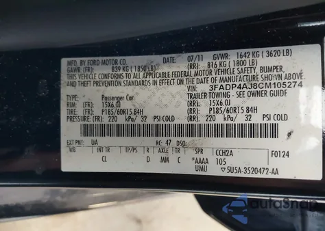 2012 Ford Fiesta S from USA, damaged, VIN 3FADP4AJ8CM105274